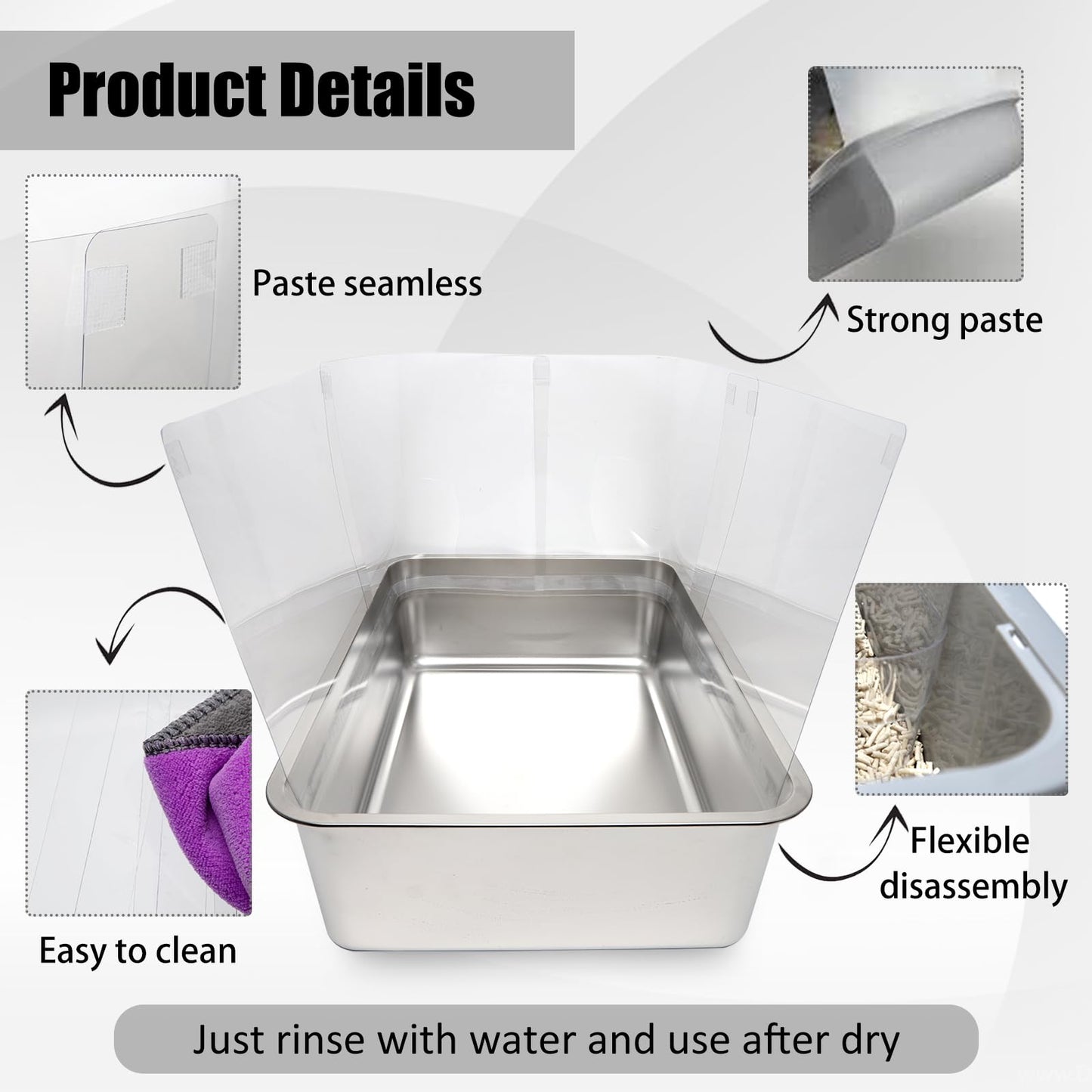 YOILES 12PCS Cat Litter Box Pee Shields,Transparent Easy Clean Box