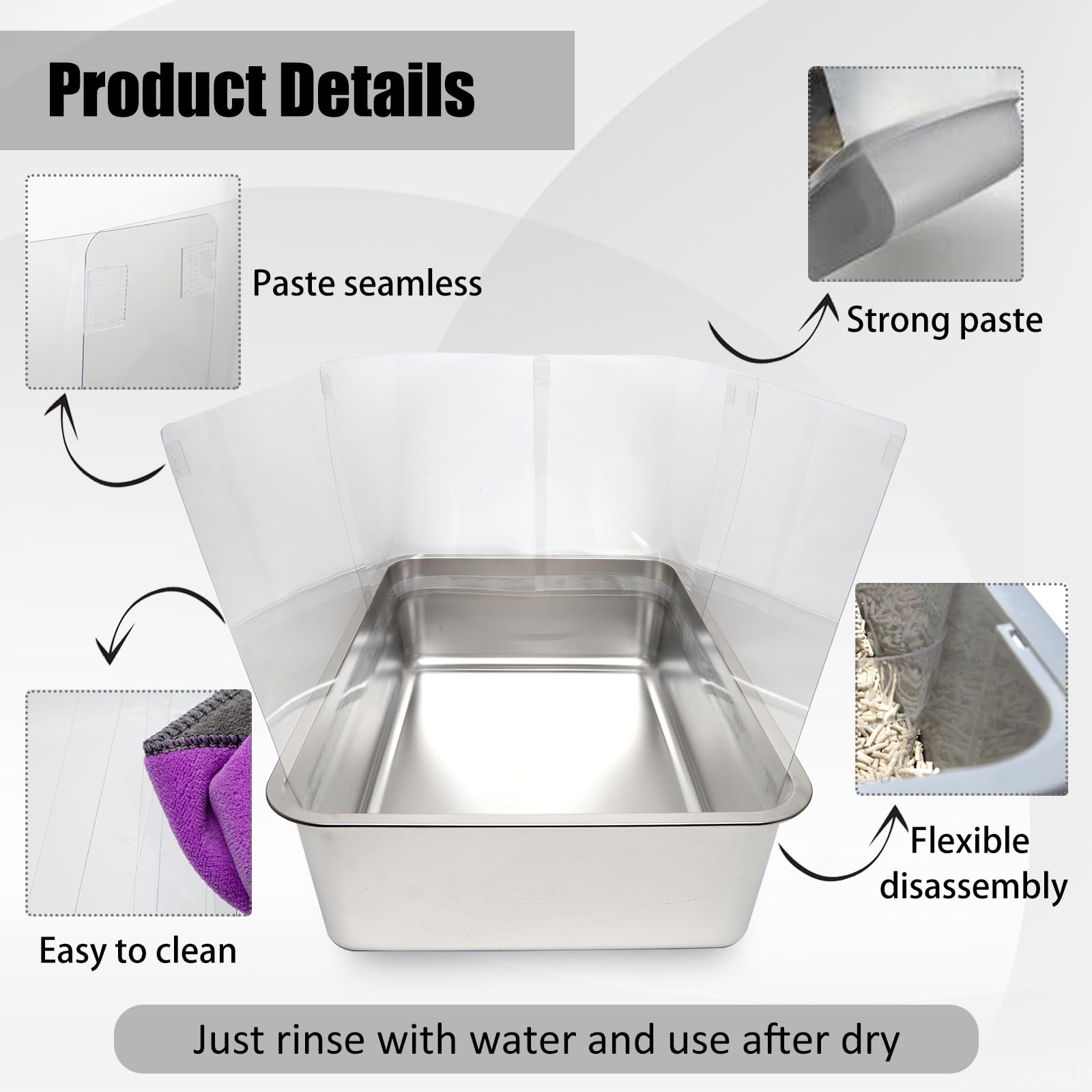 YOILES 12PCS Cat Litter Box Pee Shields,Transparent Easy Clean Box