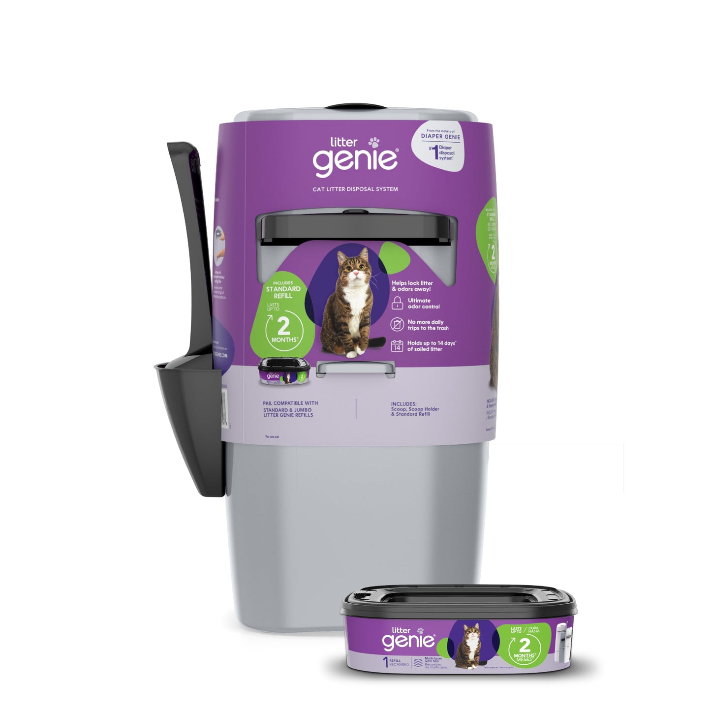 Litter Genie Standard Pail Cat Litter Box Waste Disposal System Box