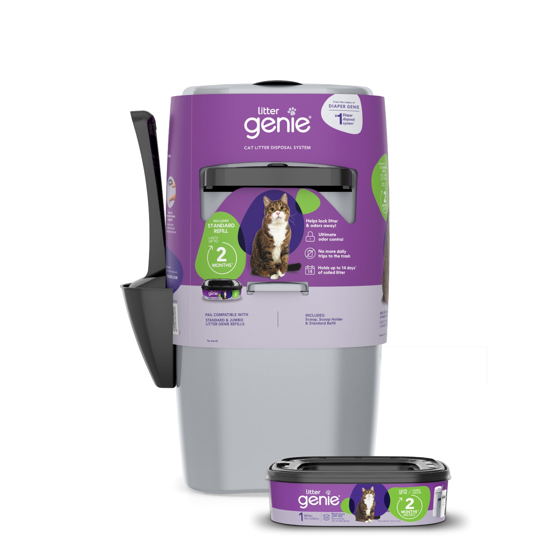 Litter Genie Standard Pail Cat Litter Box Waste Disposal System Box