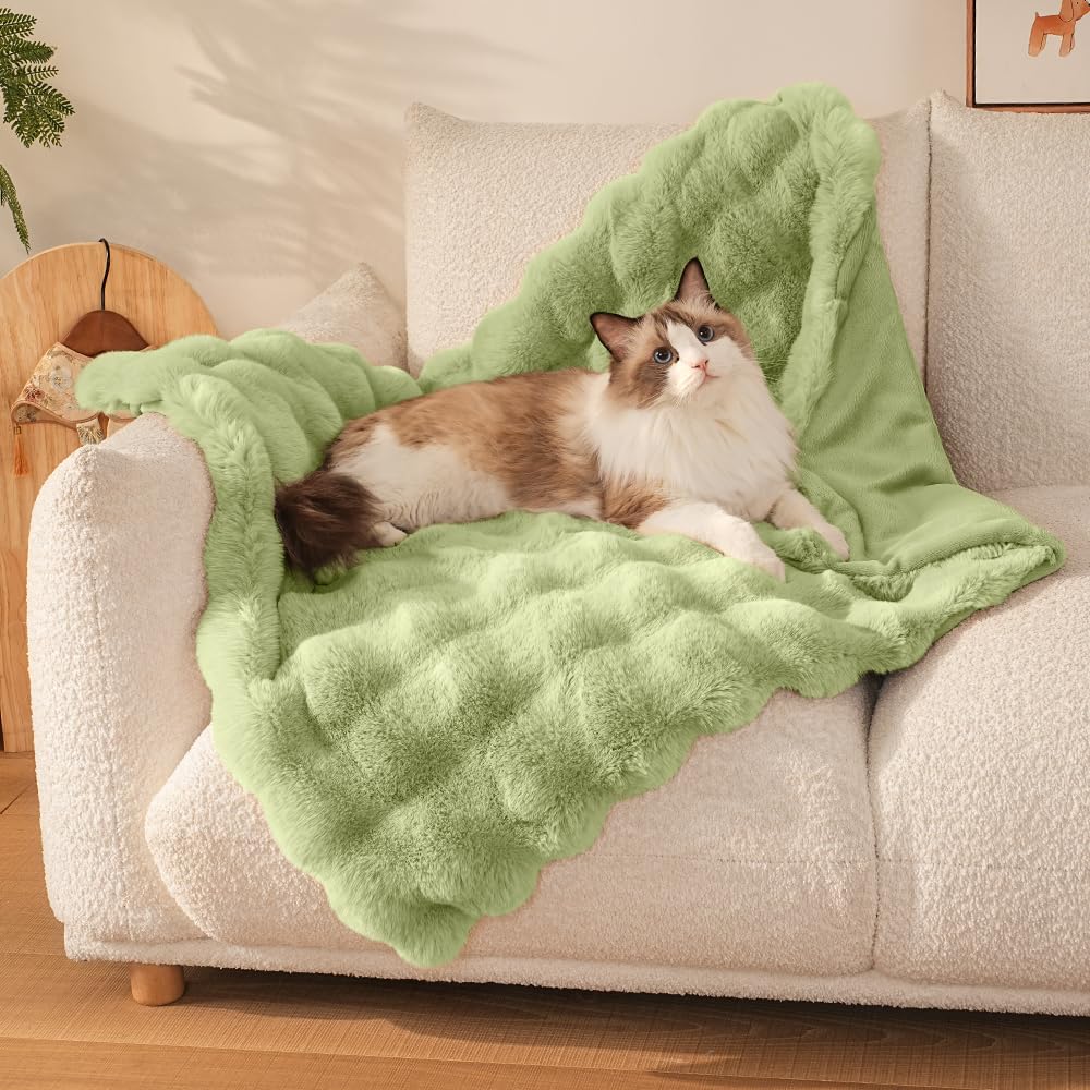 SOMAHE Self-Warming Cat Blanket, Dual-Side Plush Sherpa Throw Bed