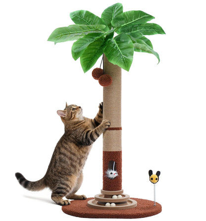 Made4Pets 35" Tall Cat Scratching Post with Sisal Rope, Balls