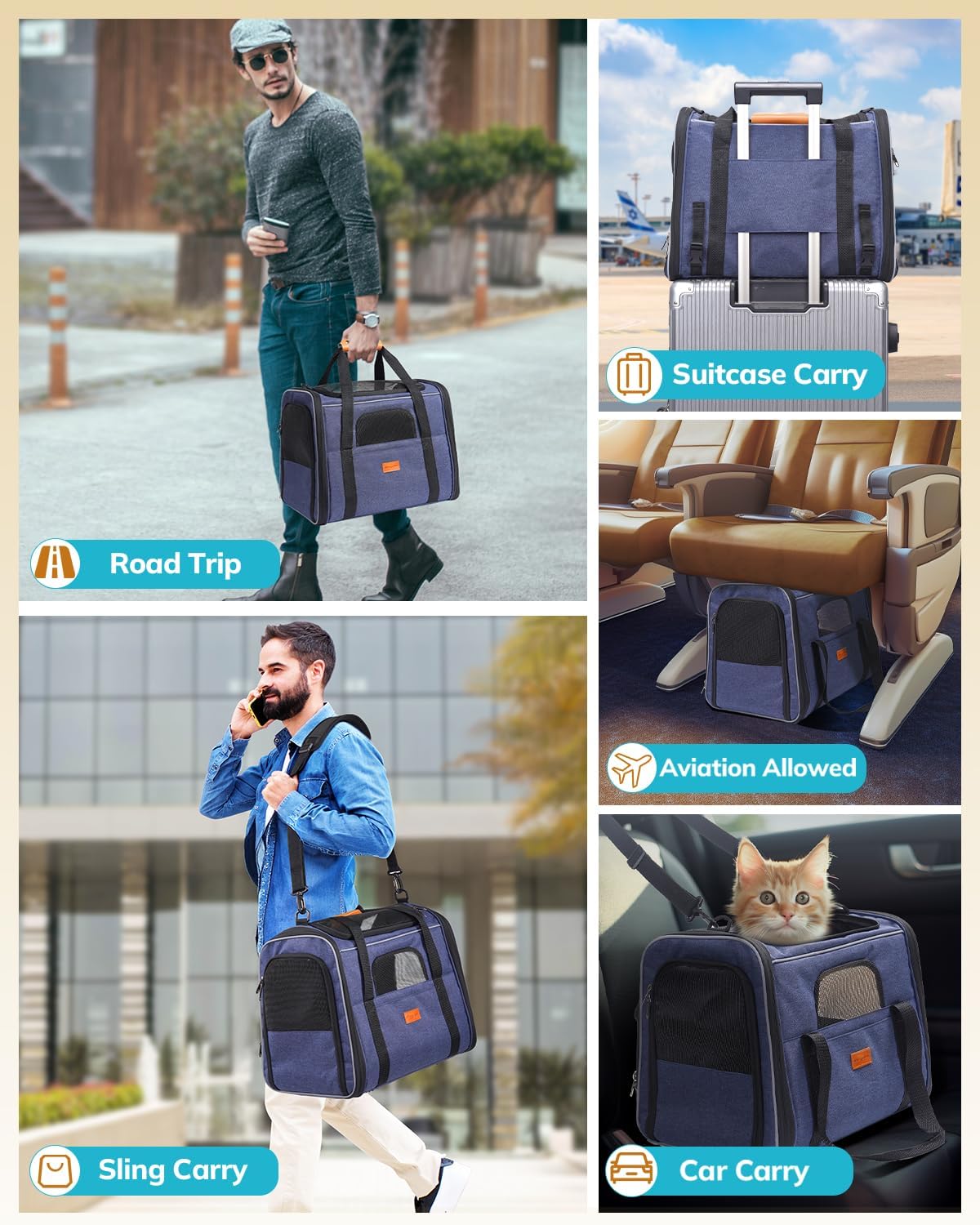Morpilot Pet Travel Carrier Bag, Soft-Sided Dog Carrier Cat Carrier