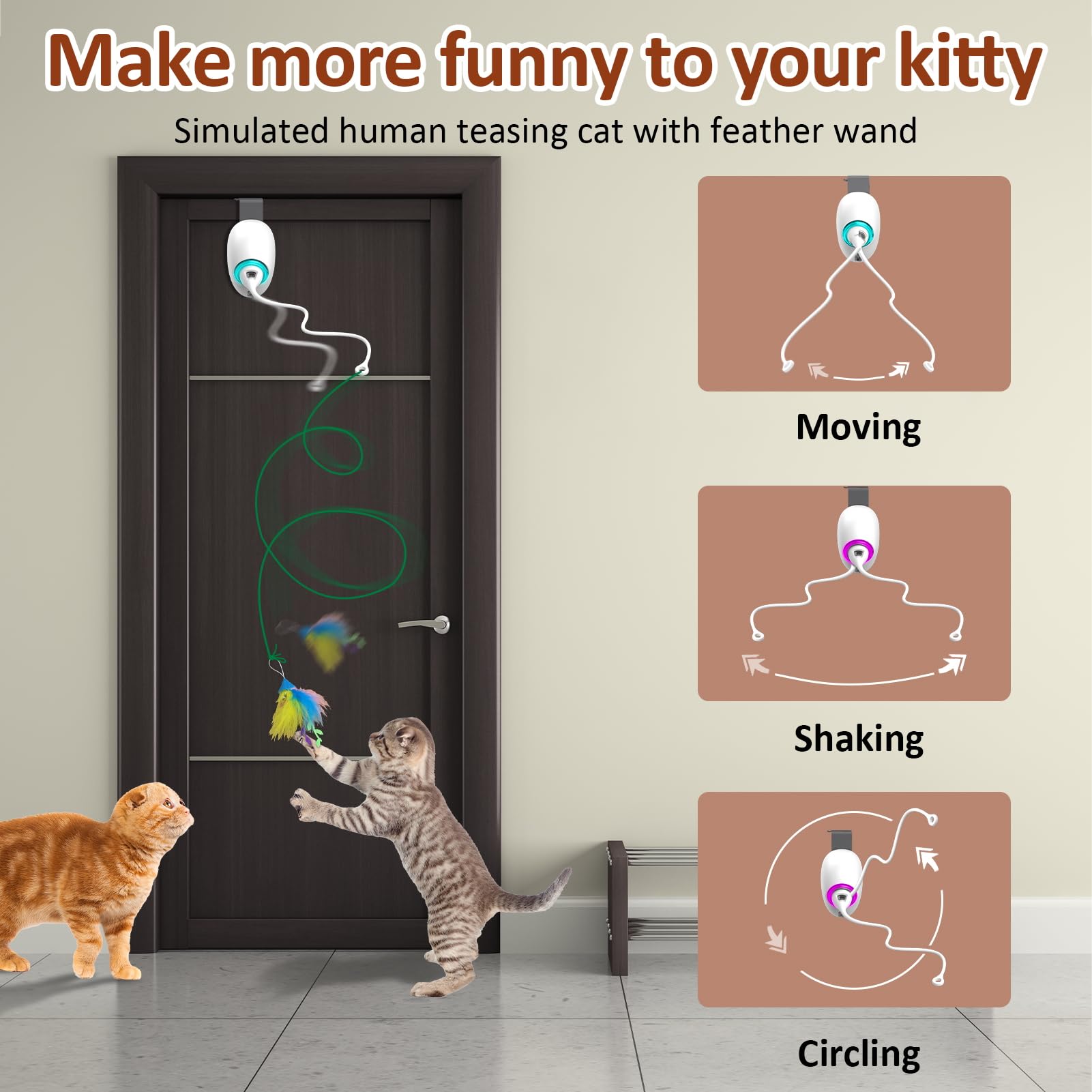 Mdupw Cat Toys for Indoor Cats,Interactive Door Hanging Teaser