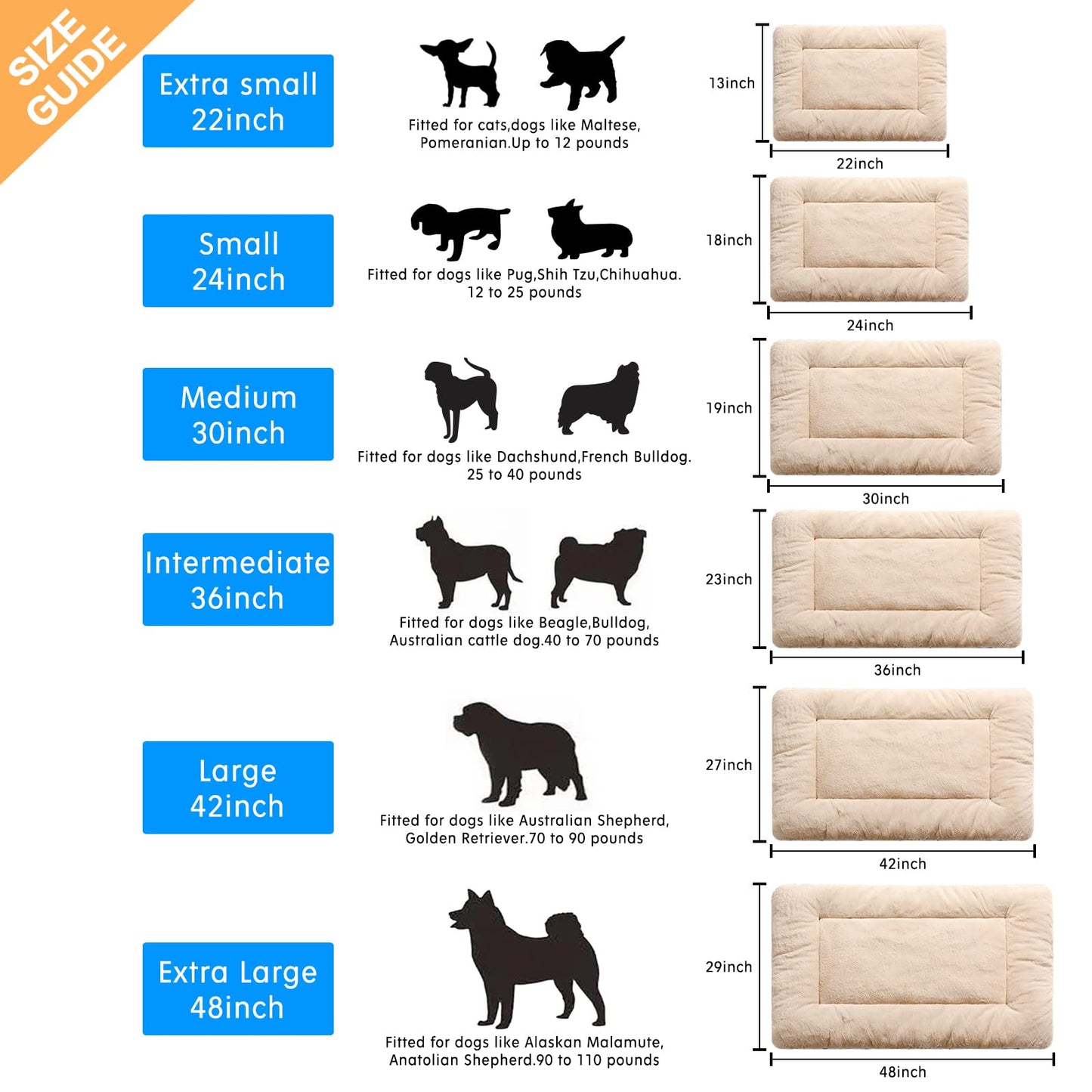 Dog Beds Crate Pad for Small Dogs Ultra Soft Dog Crate Bed Bed