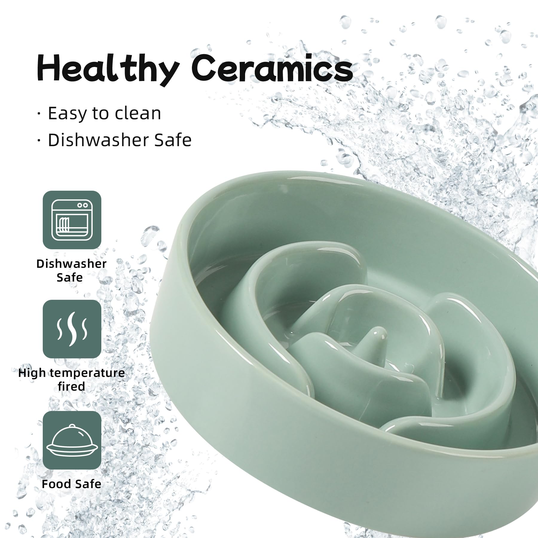 Havniva Ceramic 0.9 Cup Dog Bowl Slow Feeder for Small Dog, Pet Puzzle