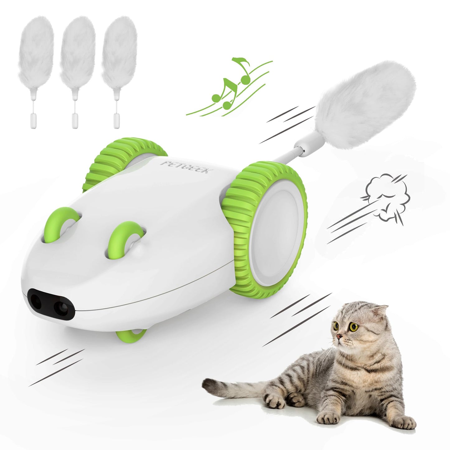 PETGEEK Automatic Cat Mouse Toys Interactive Cat Toys for Indoor Wand
