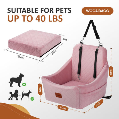 WOOAIDAGG Dog Car Seat for Medium Dogs, Pet Travel Bed with Seat Seat