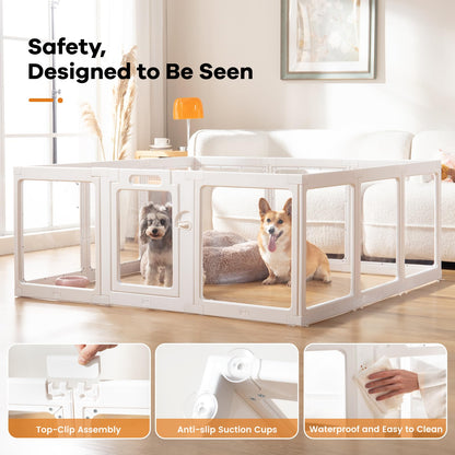 Clear Acrylic Dog Playpen Indoor, Puppy Cat Small Pet Play Pen, Crate