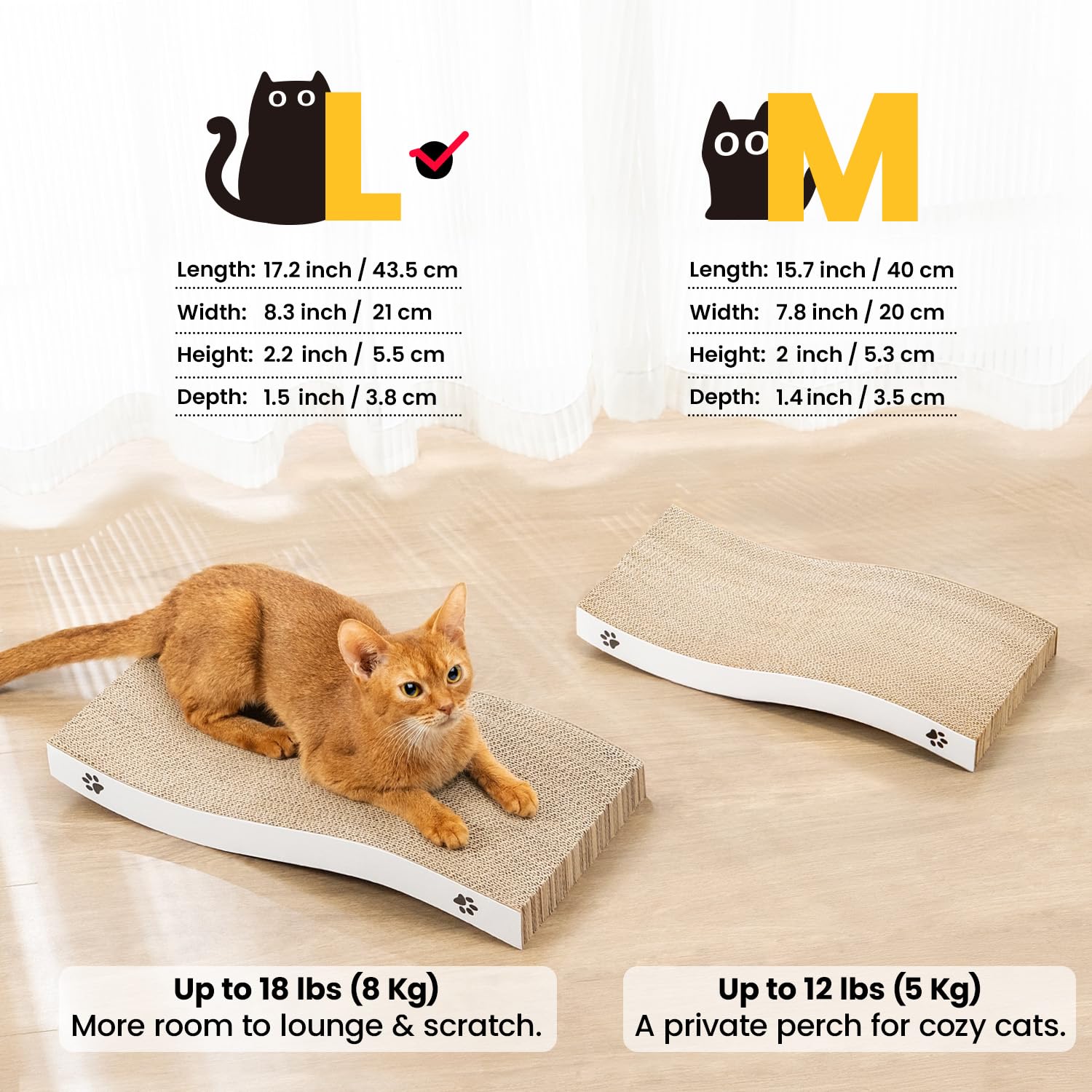 Cat Scratcher, Durable Scratch Pad, Corrugated Cardboard Pad