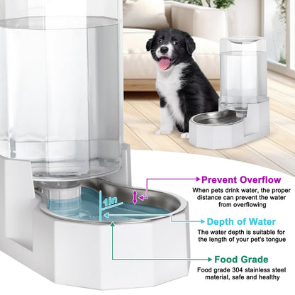 Sfozstra Dog Water Bowl Dispenser: Large Gravity Stainless Steel Bowl