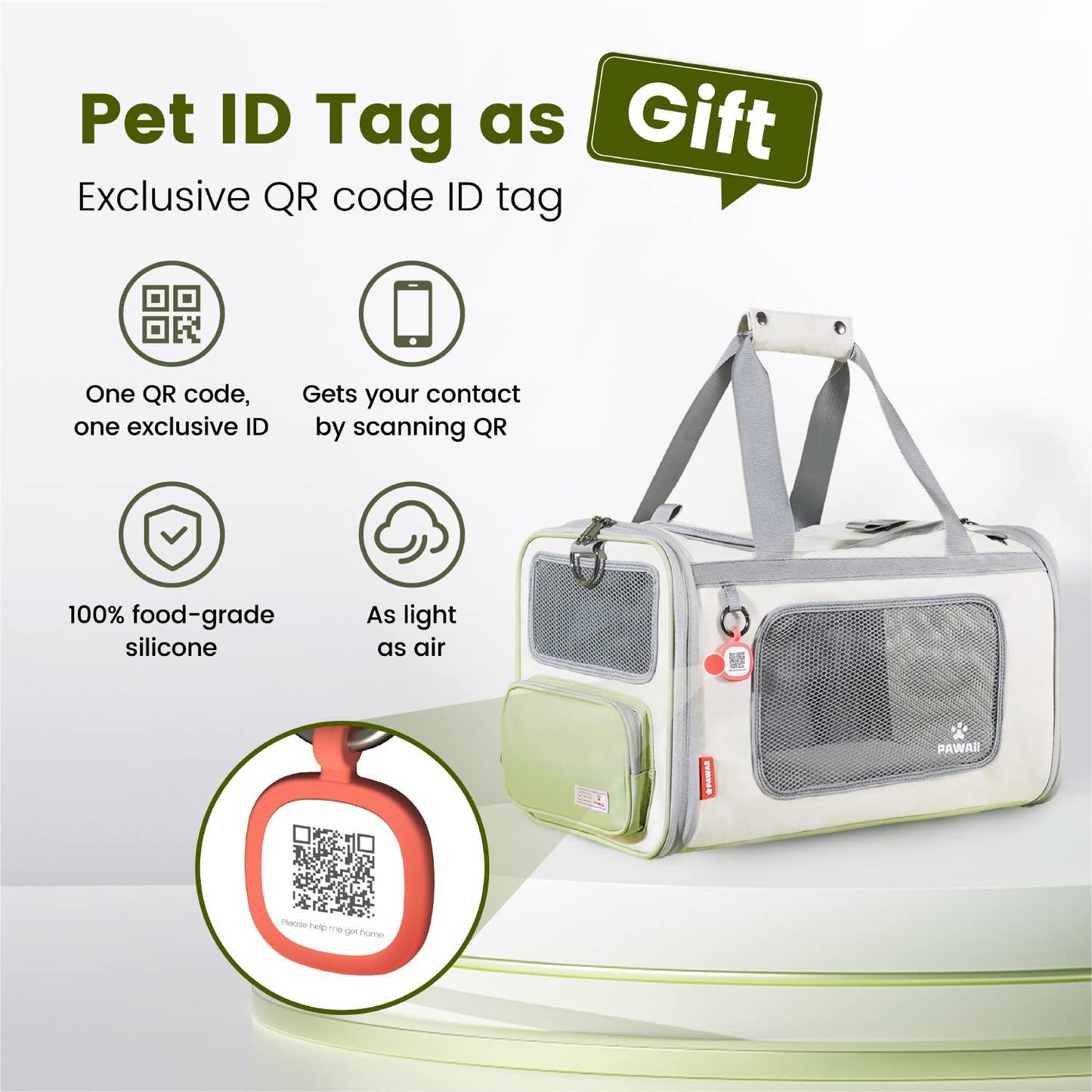 Pawaii Cat Carrier with ID Tag, TSA Airline Approved Soft Sided Bag