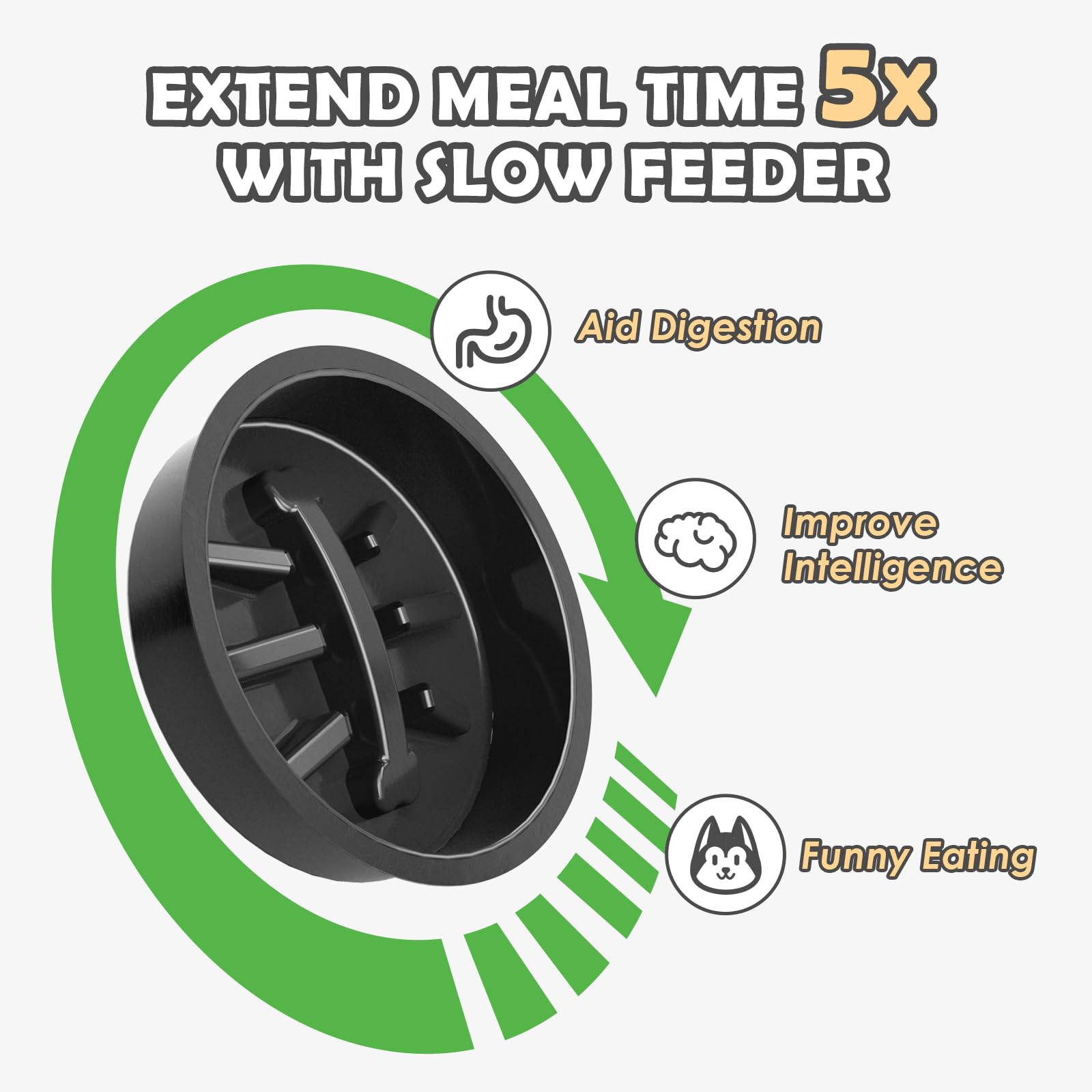 Elevated Dog Bowls with Slow Feeder and Spill Proof Mat, Mat