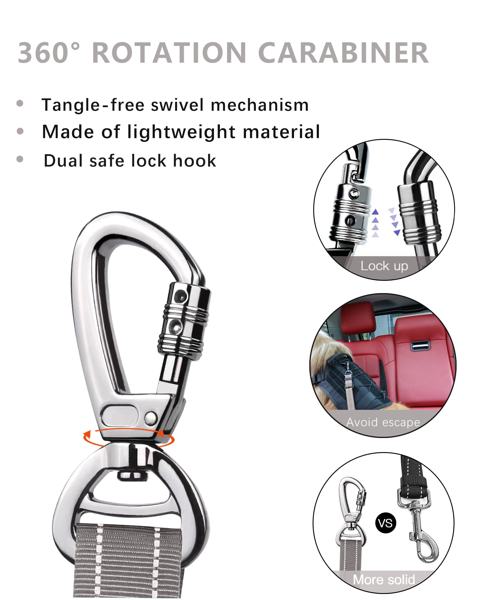 AUBELL Dog Seat Belt for Car,2 Pack Set 3-in-1 Adjustable Seat