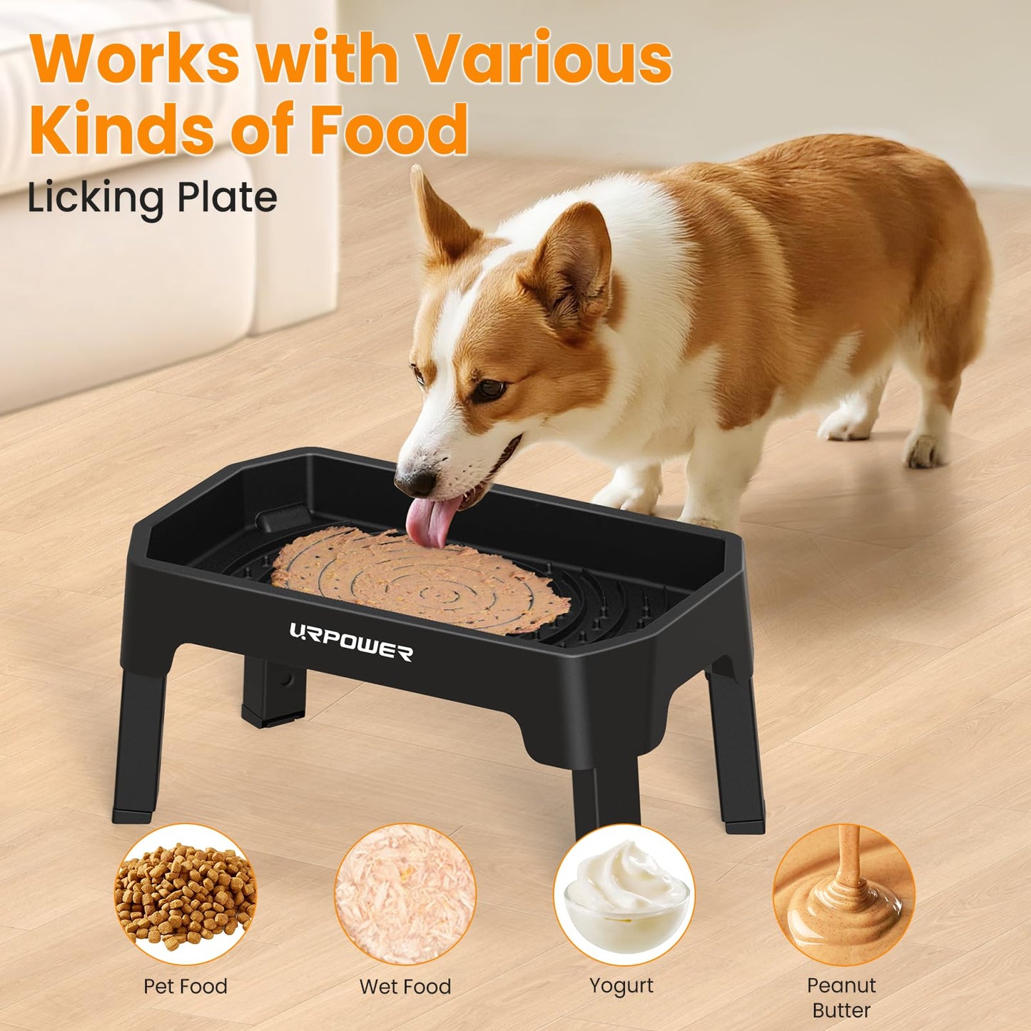 URPOWER 3-in-1 Elevated Dog Bowls Mess Proof Double Deck 4 Height Bowl
