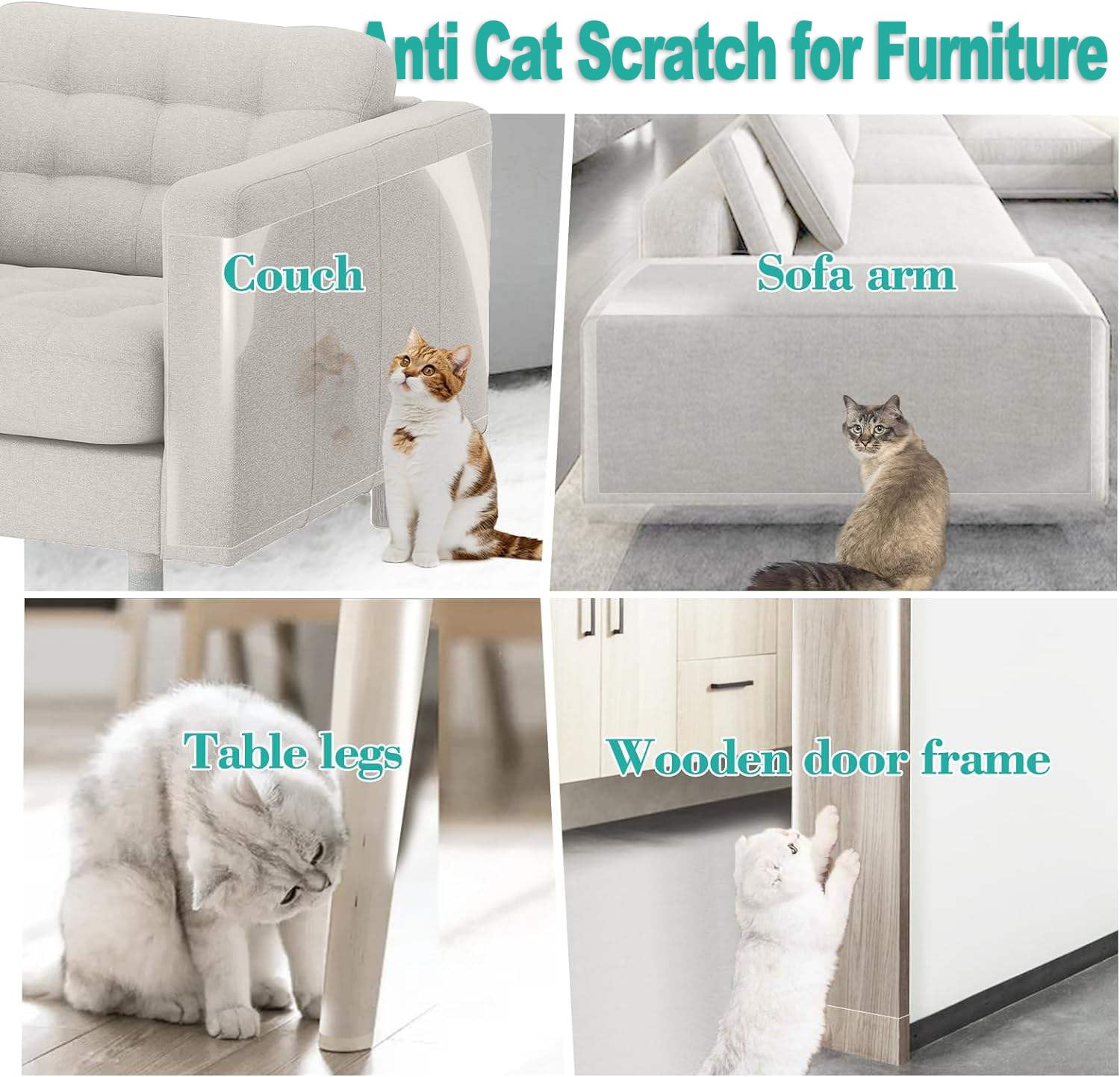 x12" Self-Adhesive Cat Scratch Protector Tape, Anti-Claw Couch