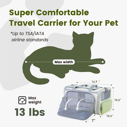 Pawaii Cat Carrier with ID Tag, TSA Airline Approved Soft Sided Bag