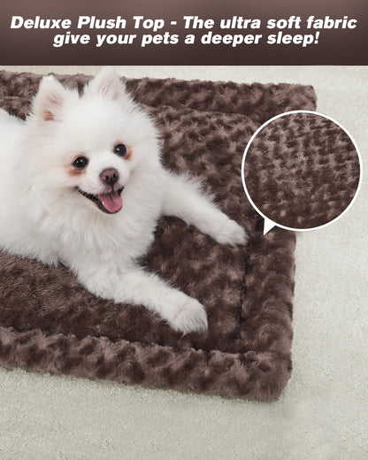 Washable Dog Bed Mat Reversible Dog Crate Pad Soft Fluffy Pet Kennel