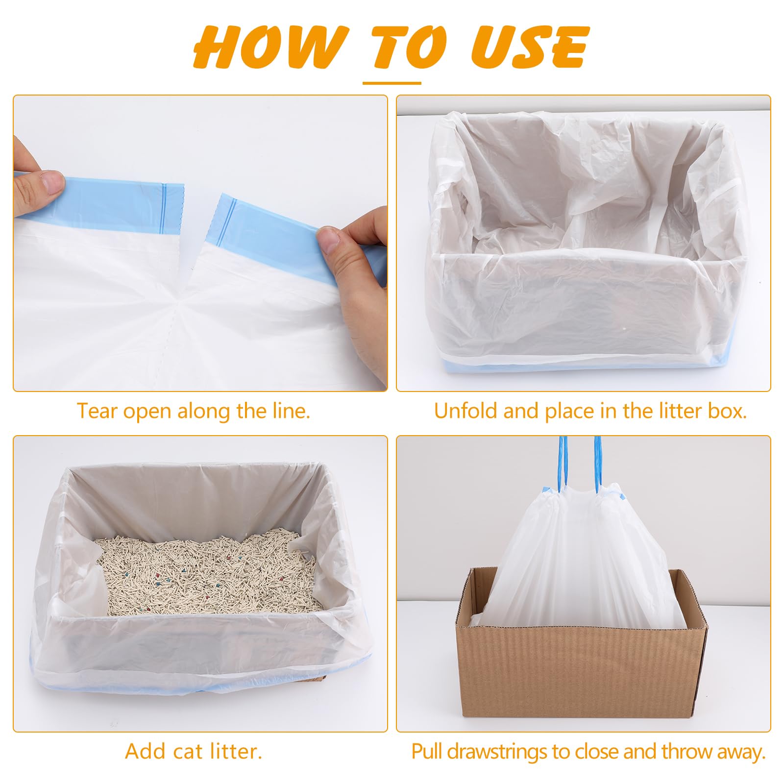 120 Pack Cat Litter Bags Compatible with Litter Robot 4/5/3, Self Box