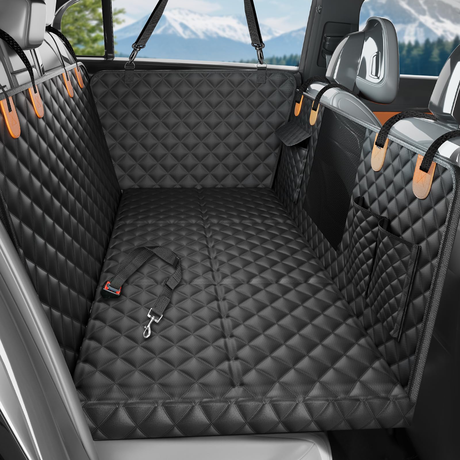 HikeSeptPals Ultra Thick Hard Bottom Dog Car Seat Cover for Back Seat