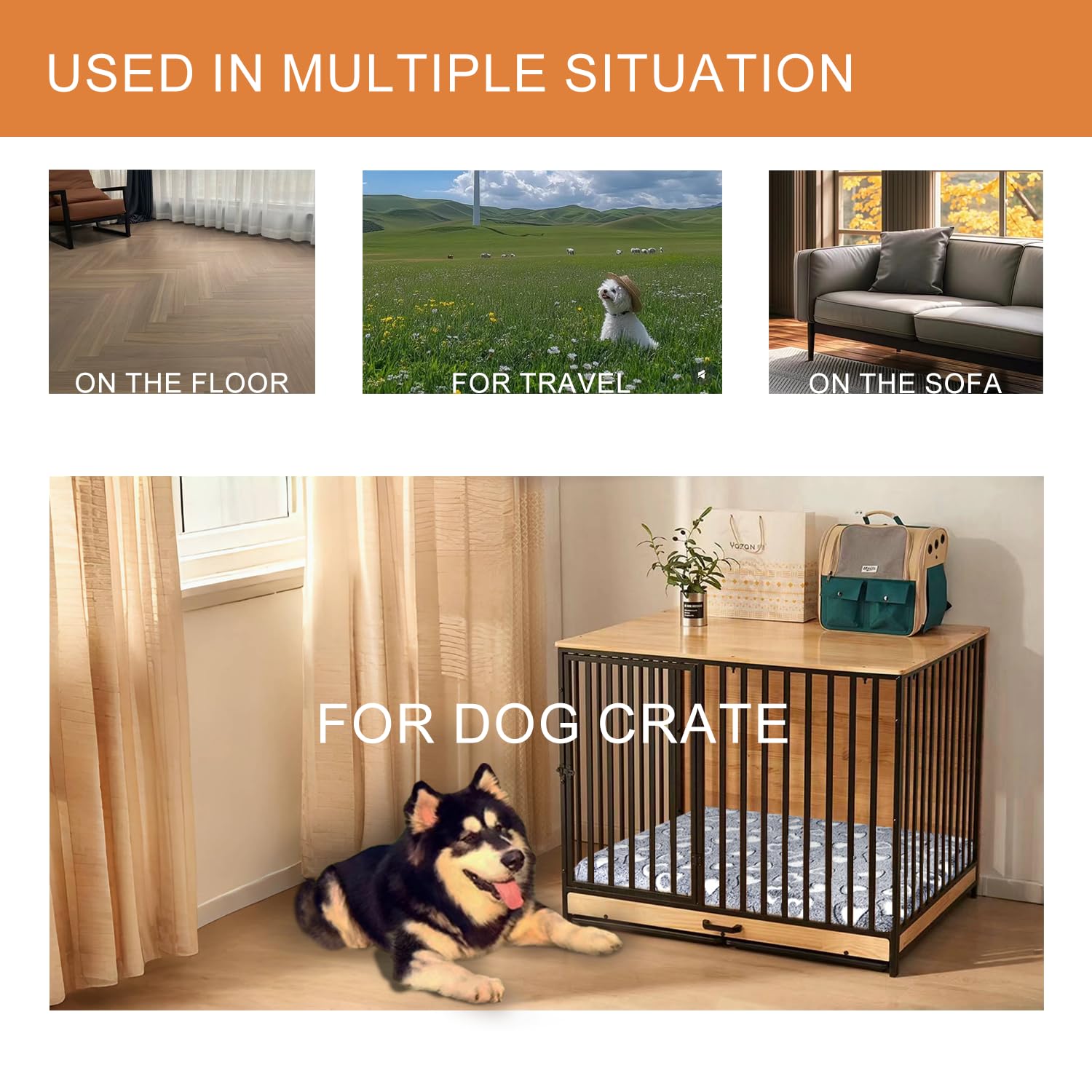 VANKEAN Reversible Dog Crate Mat, Stylish Bed with Waterproof Bed