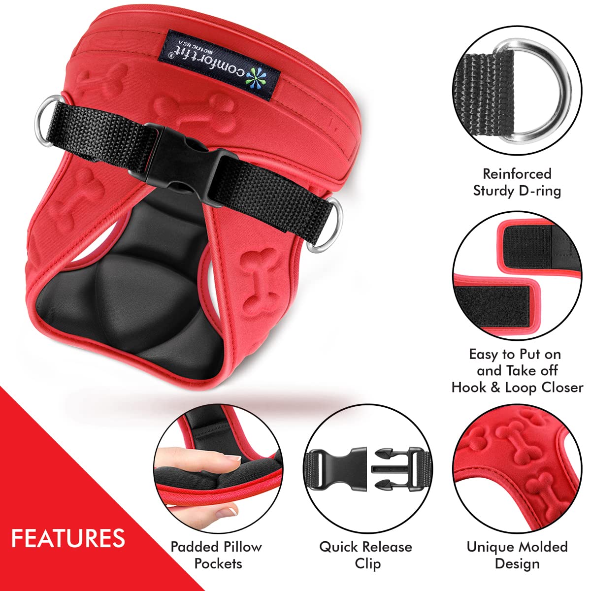 Comfort Fit Dog Harness No Pull No Escape Harness Adjustable Harness