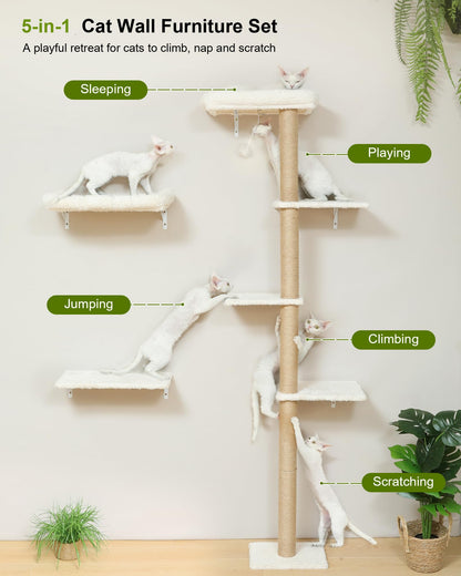 FUKUMARU Cat Wall Shelves Set, Stable Wall Mounted Tree, Cushion