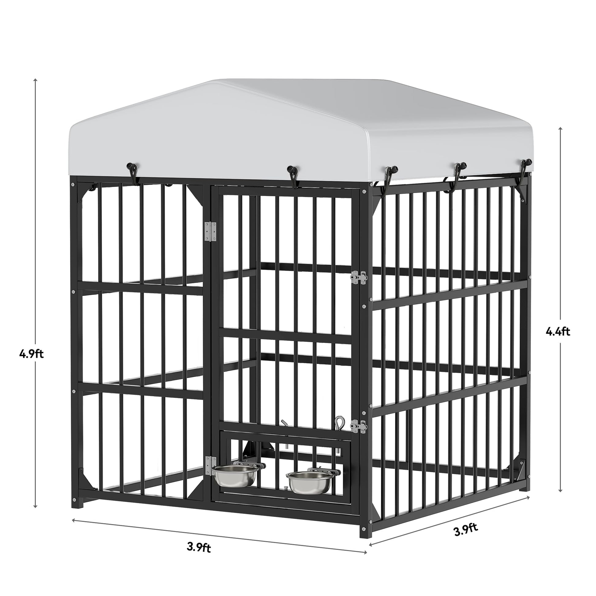 YITAHOME Outdoor Dog Enclosure with Rotating Feeder Bowls, 4'L Feeder