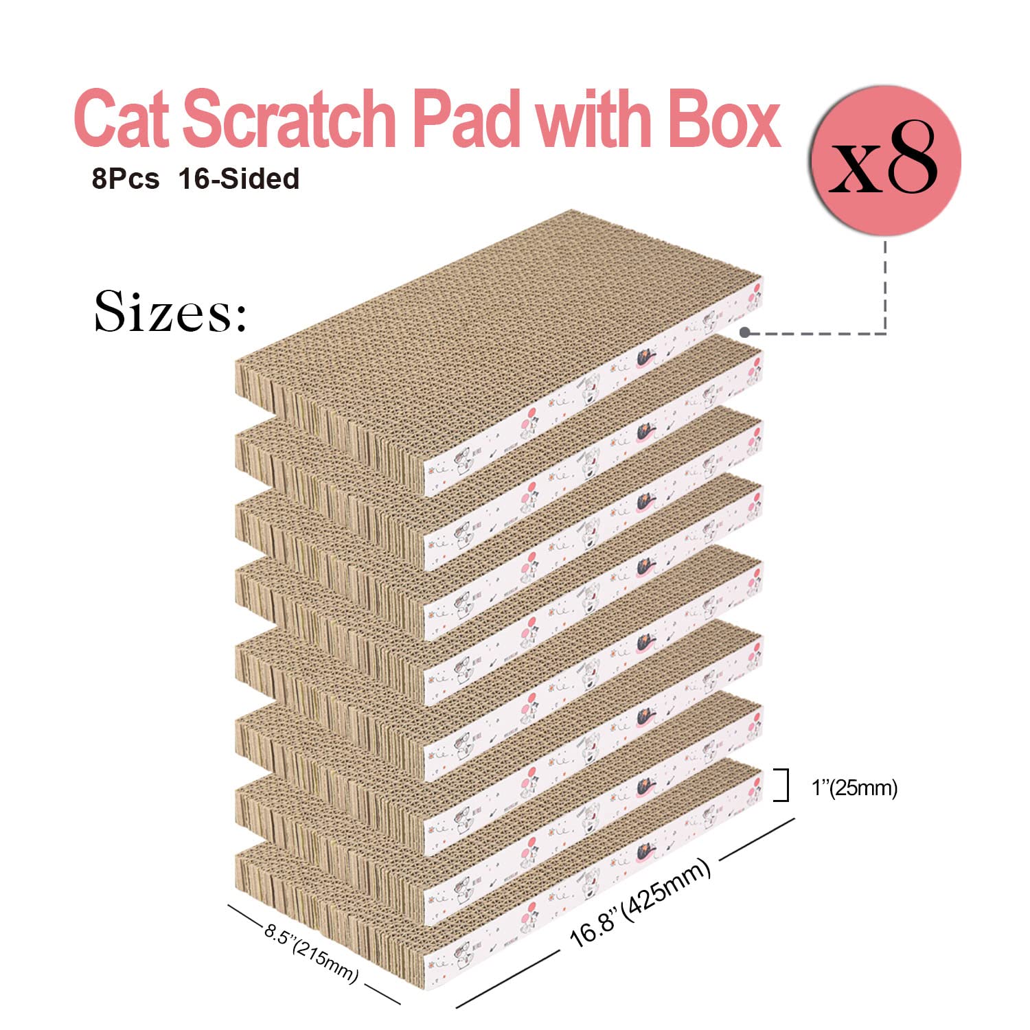 8 Packs in 1 Cat Scratch Pad, Cat Scratcher