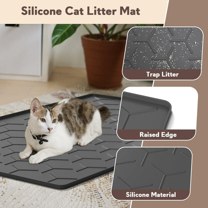 Garoopion Cat Mat for Litter Box, Large 40" X 28" Cat Litter Mat