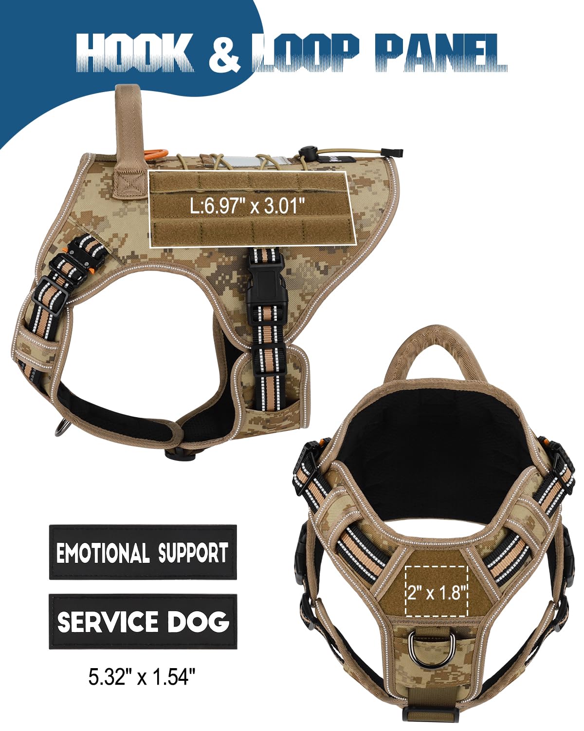 PETNANNY Tactical Dog Harness Reflective with ID Card,Service Dog Vest