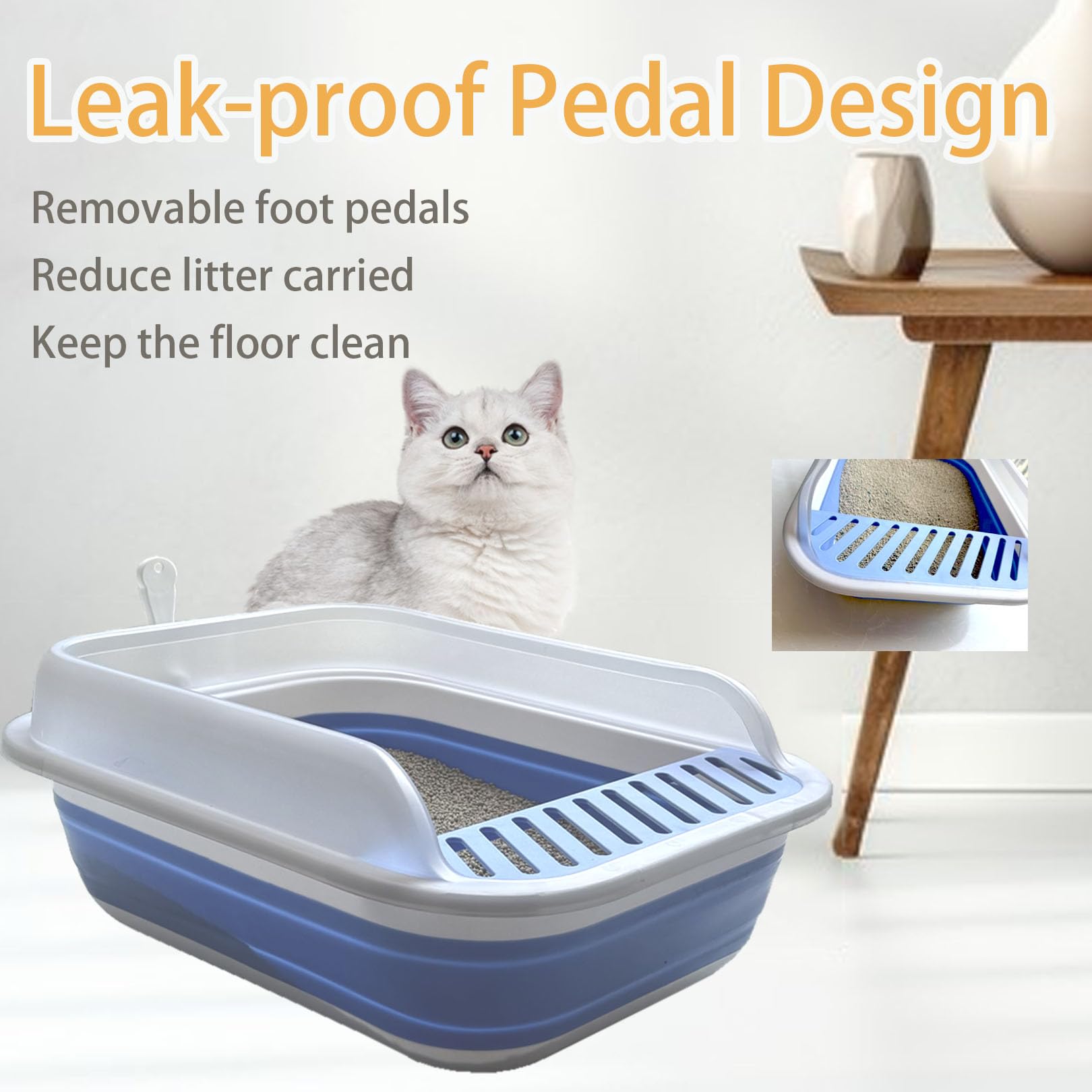 Collapsible Kitten Litter Box, Open Small Cat Litter Box