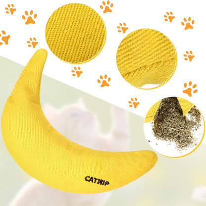 Sotiff 4 Pieces Catnip Toys Banana Cat Chew Catnip Toys Kitten Catnip