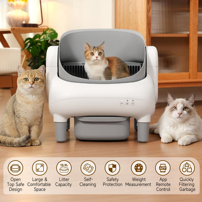 Hazrela Automatic Cat Litter Box,Self Cleaning Litter Box for Box