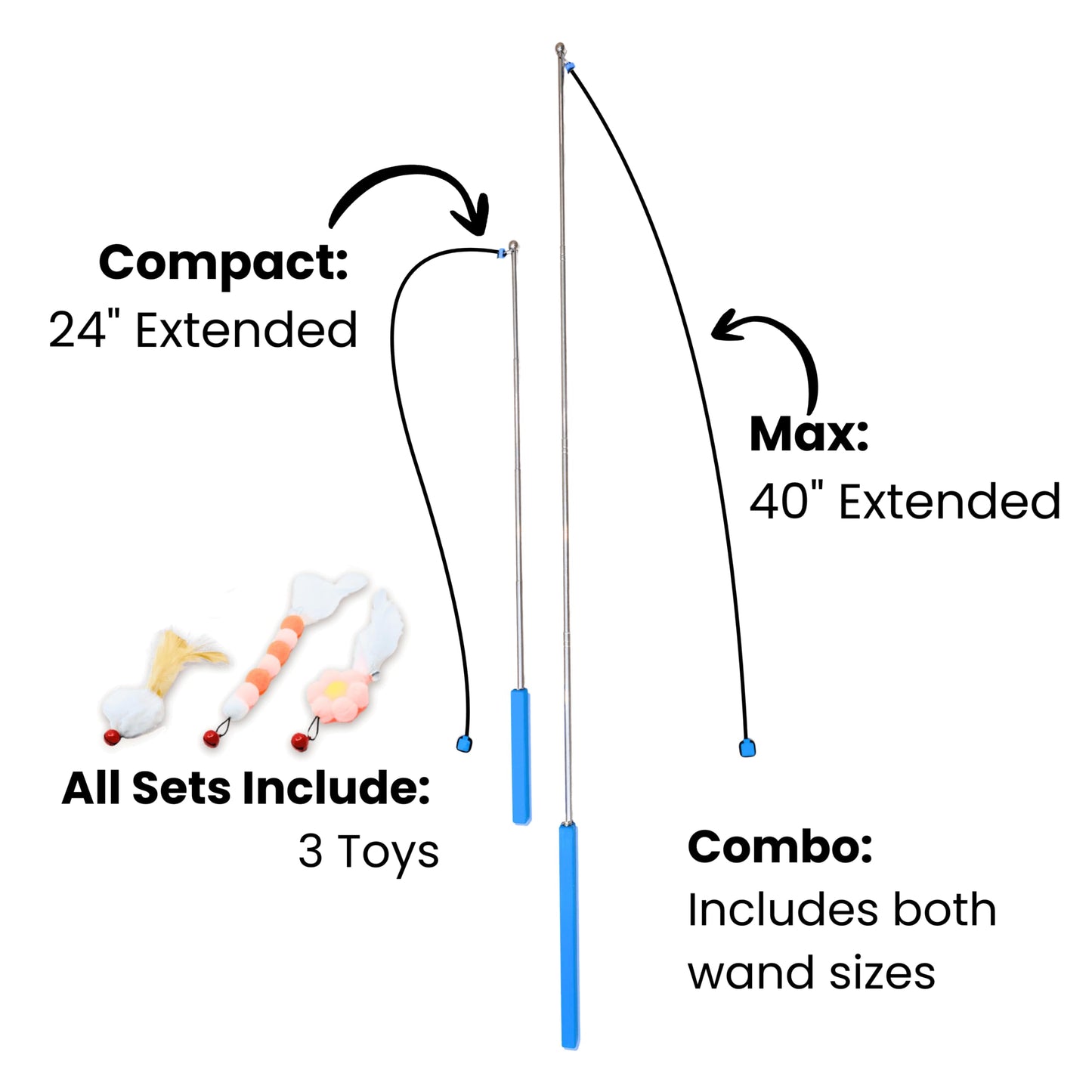 Turnipet Magnetic Catch Wand (Max 40") Cat Toy Interactive Wand