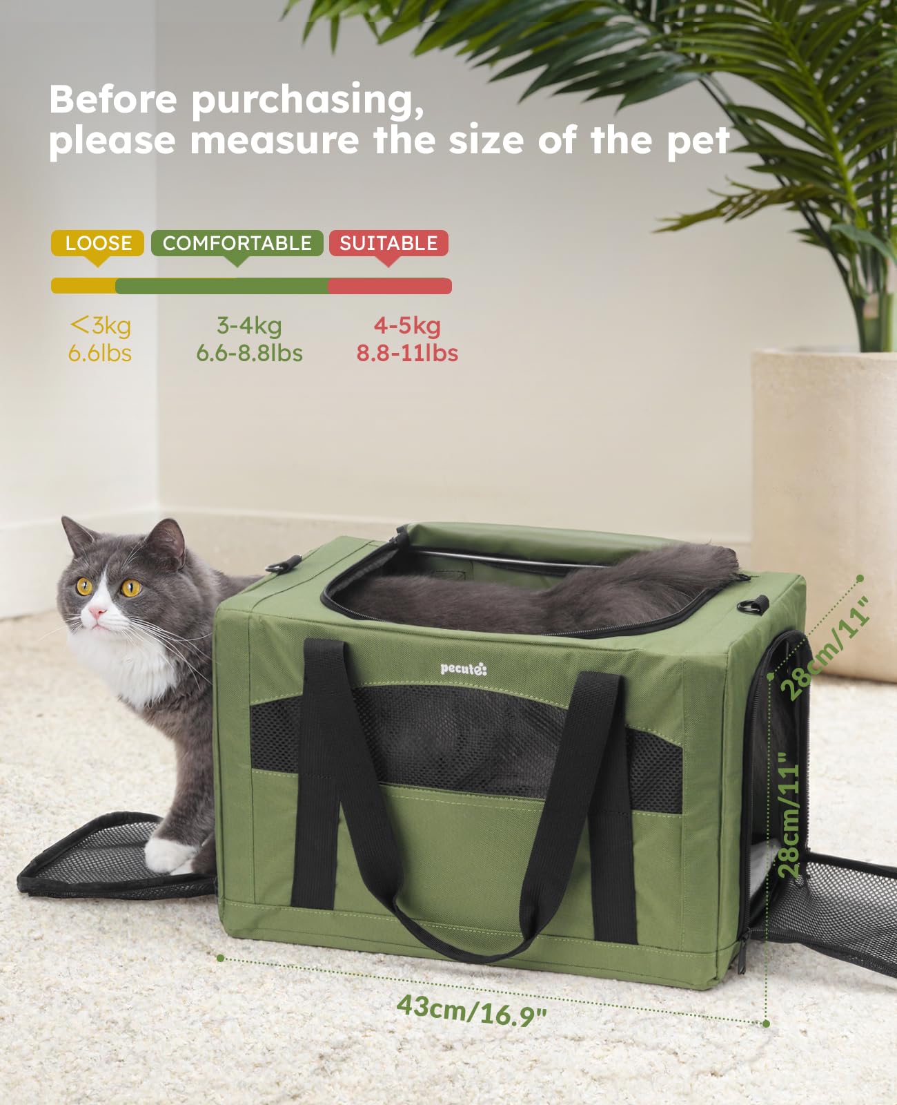 Pecute Cat Carrier Stable, Pet Carrier with Hidden Anxiety Relief Bag