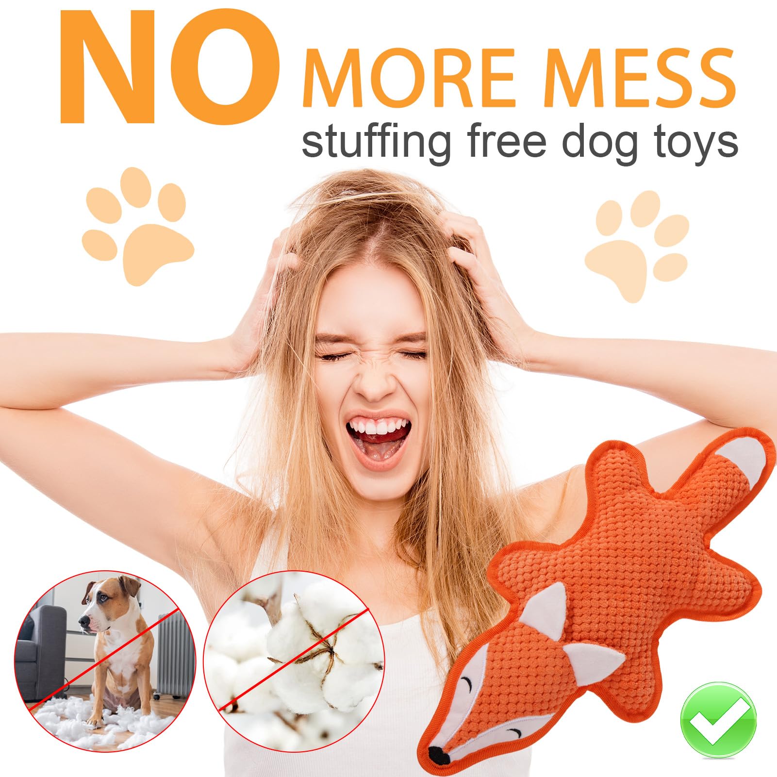 Eneston 5 Pack No Stuffing Squeaky Dog Toys for Large Dogs Plush