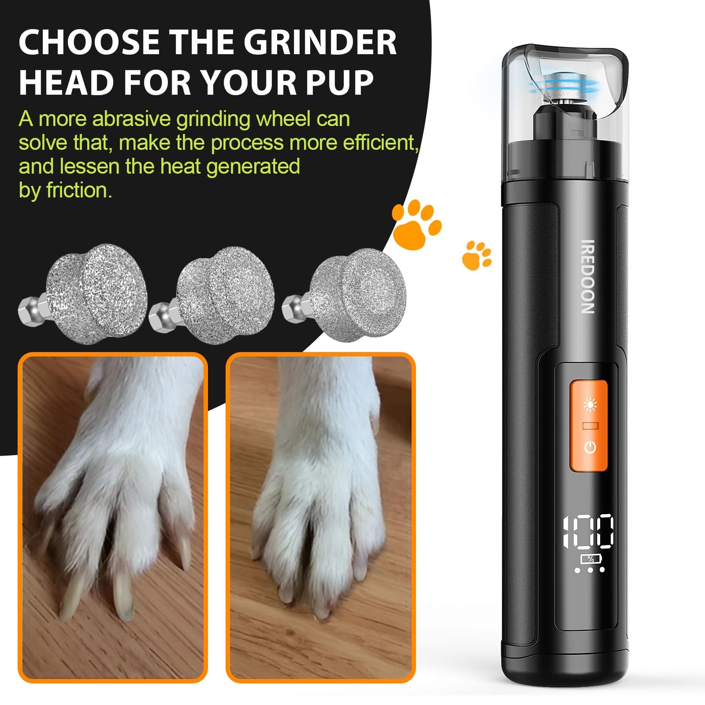 IREDOON Dog Nail Grinder Replacement Head-Integrated Grinding Grinder