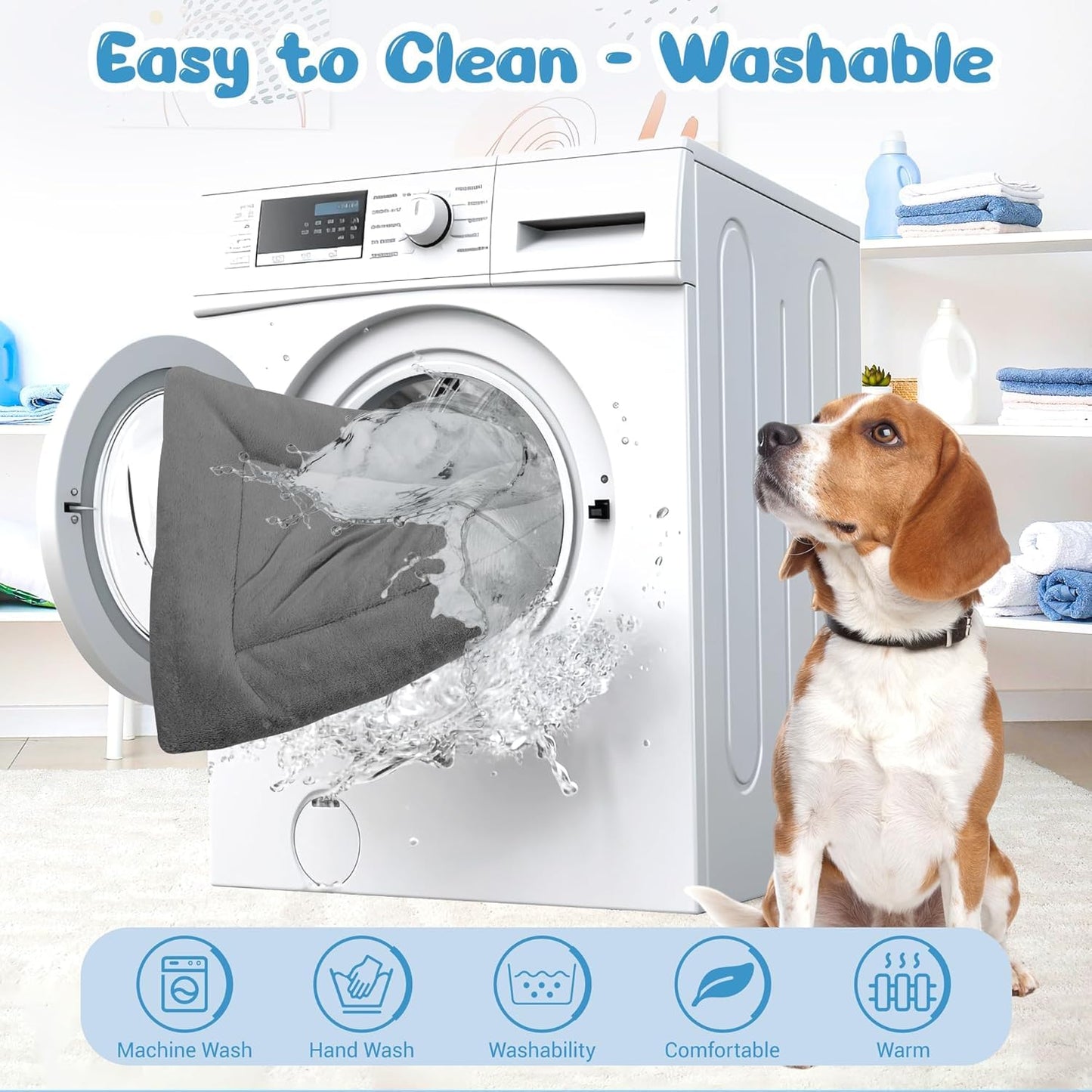 ZENGAOOU Dog Crate Pad Washable, Plush Anti-Slip Kennel Mat