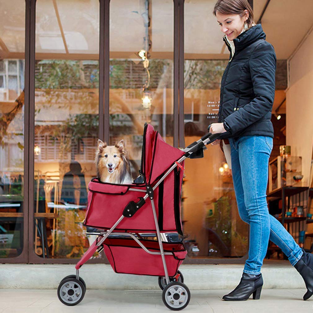 BestPet 3 Wheels Pet Dog Stroller Cat Cage