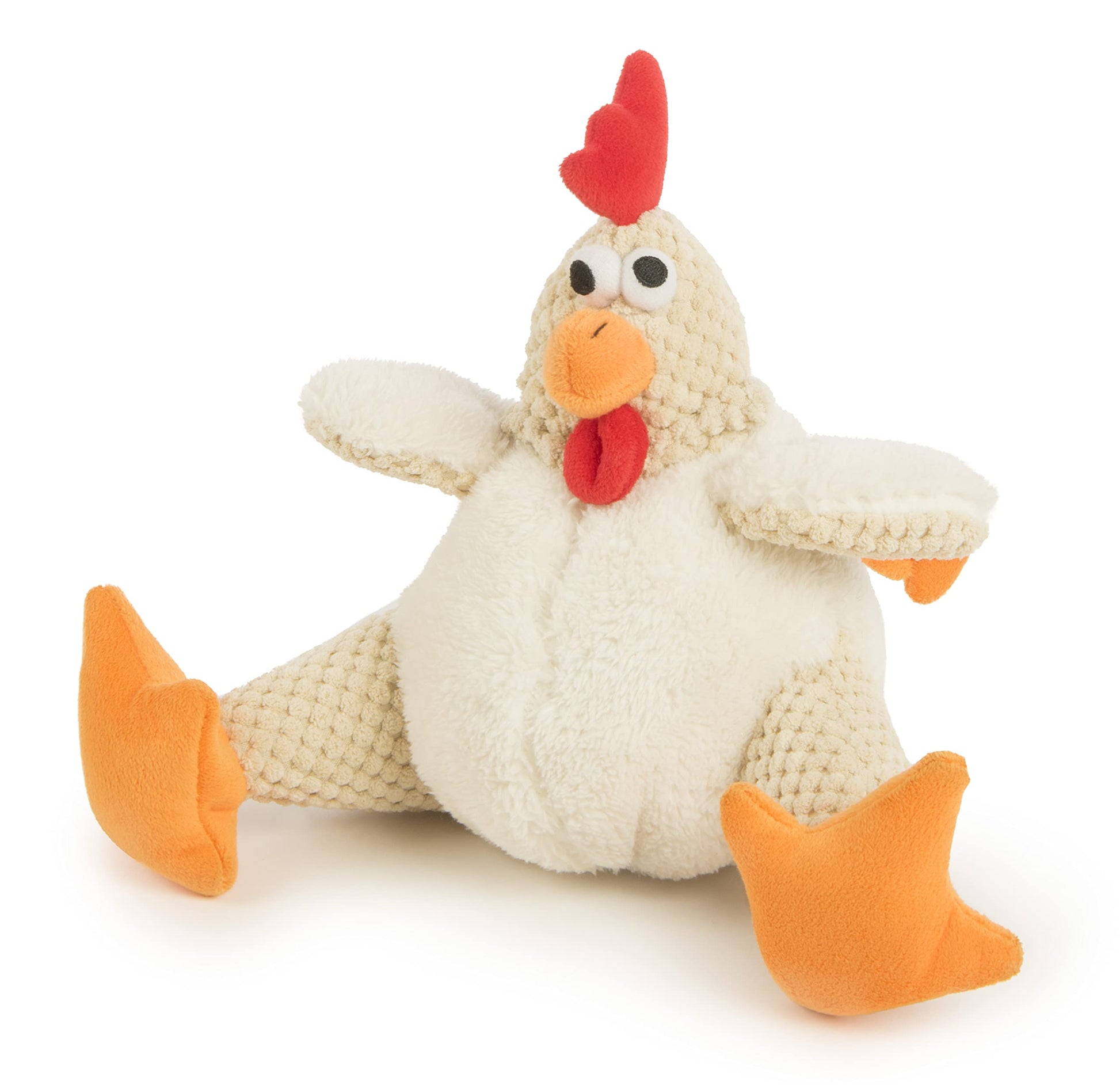 goDog Checkers Fat Rooster Squeaky Plush Dog Toy, Chew Guard Plush
