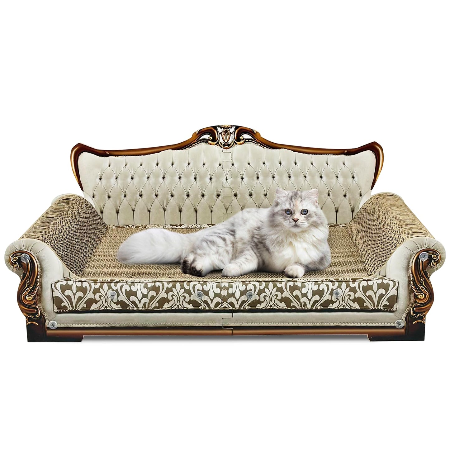 INRLKIT Luxury Cardboard Cat Scratcher Sofa Bed, Couch Shaped Bed