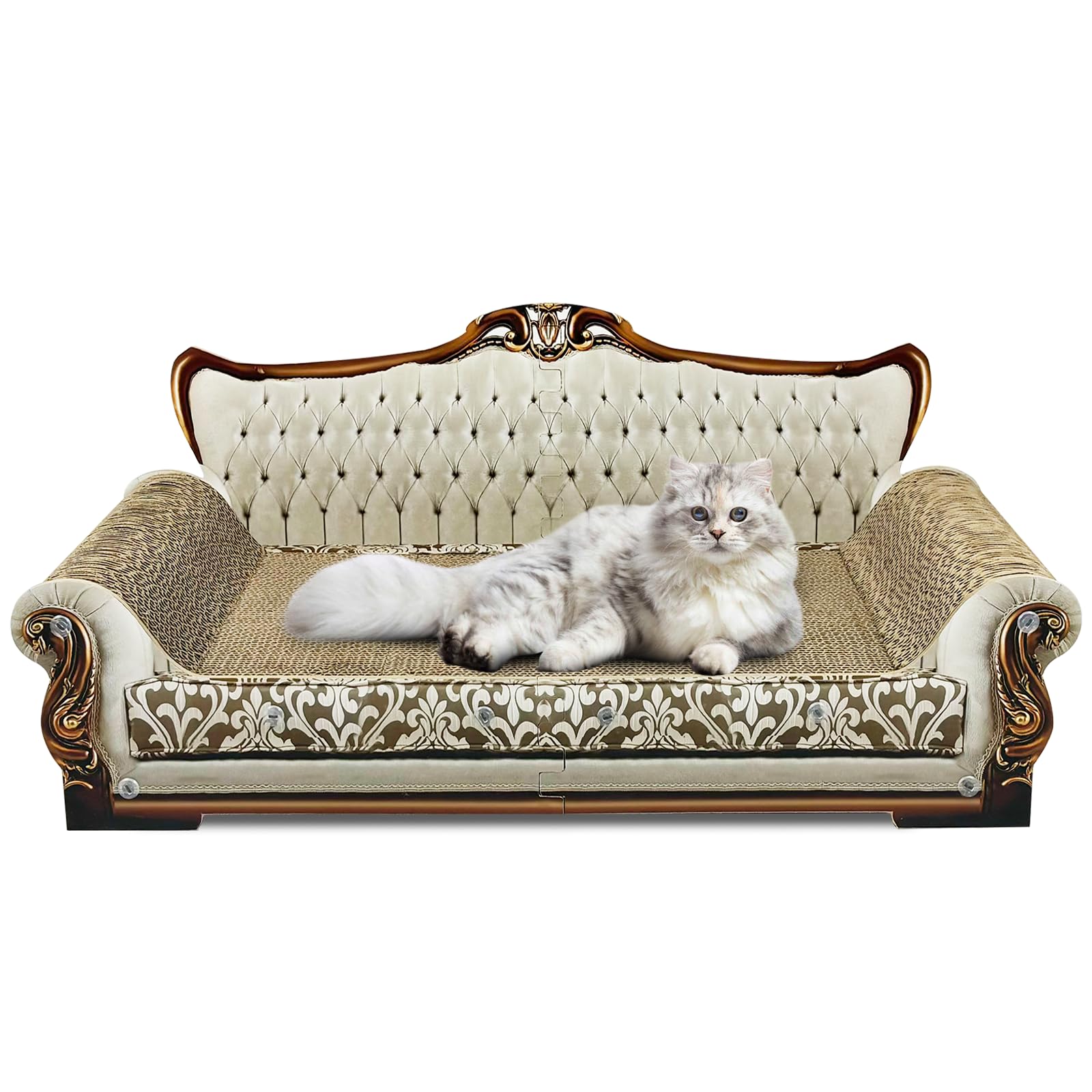 INRLKIT Luxury Cardboard Cat Scratcher Sofa Bed, Couch Shaped Bed