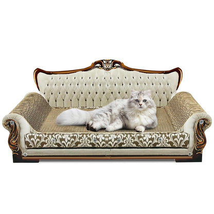 INRLKIT Luxury Cardboard Cat Scratcher Sofa Bed, Couch Shaped Bed