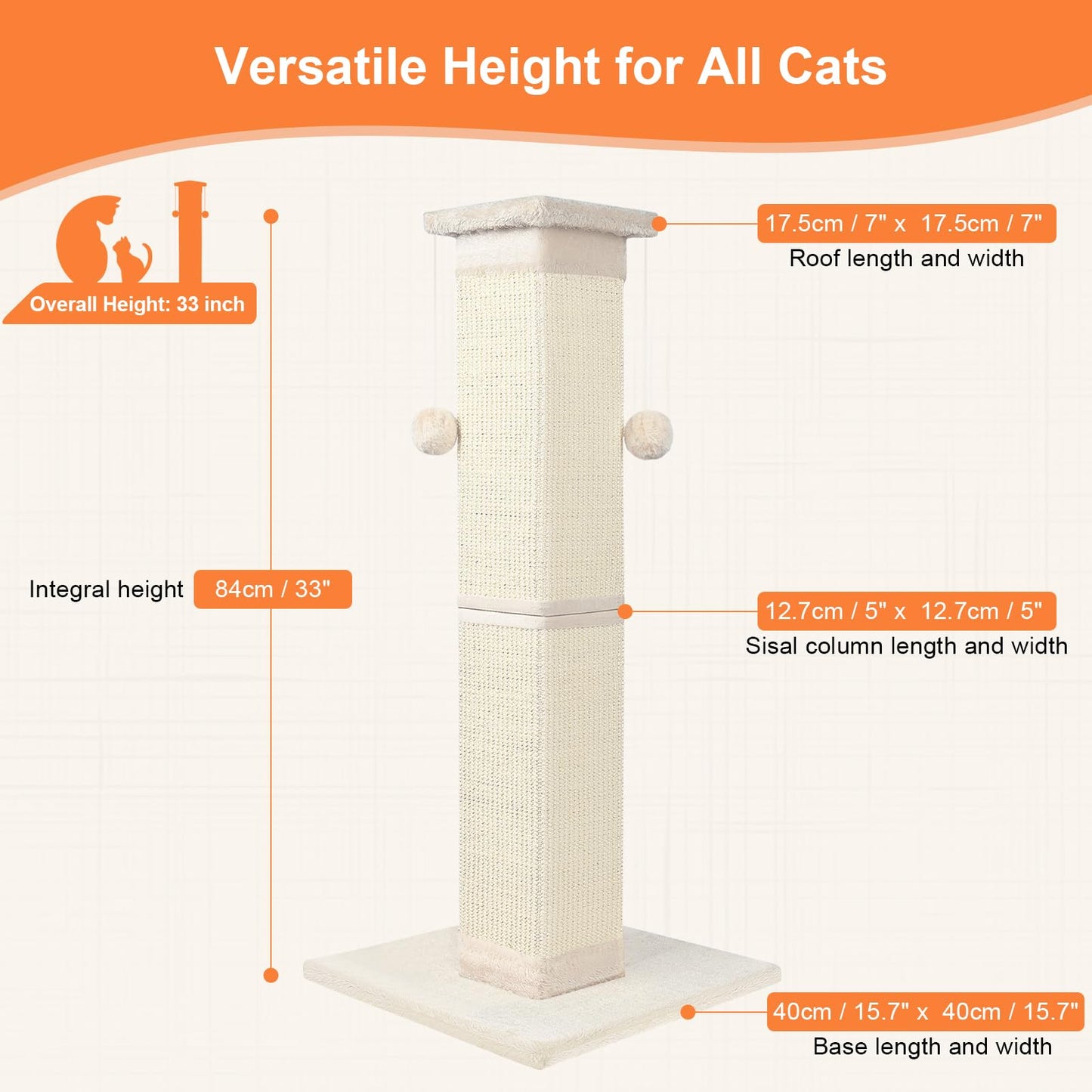 SOCATER Cat Scratching Post Nature Sisal Cat Scratch Post Scratcher