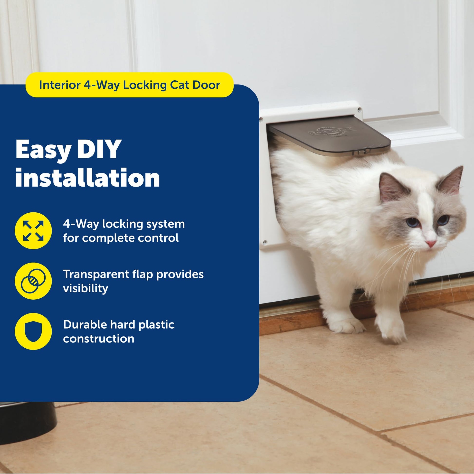 PetSafe Interior Cat Door: 4-Way Locking, Indoor Pet Door Flap Box
