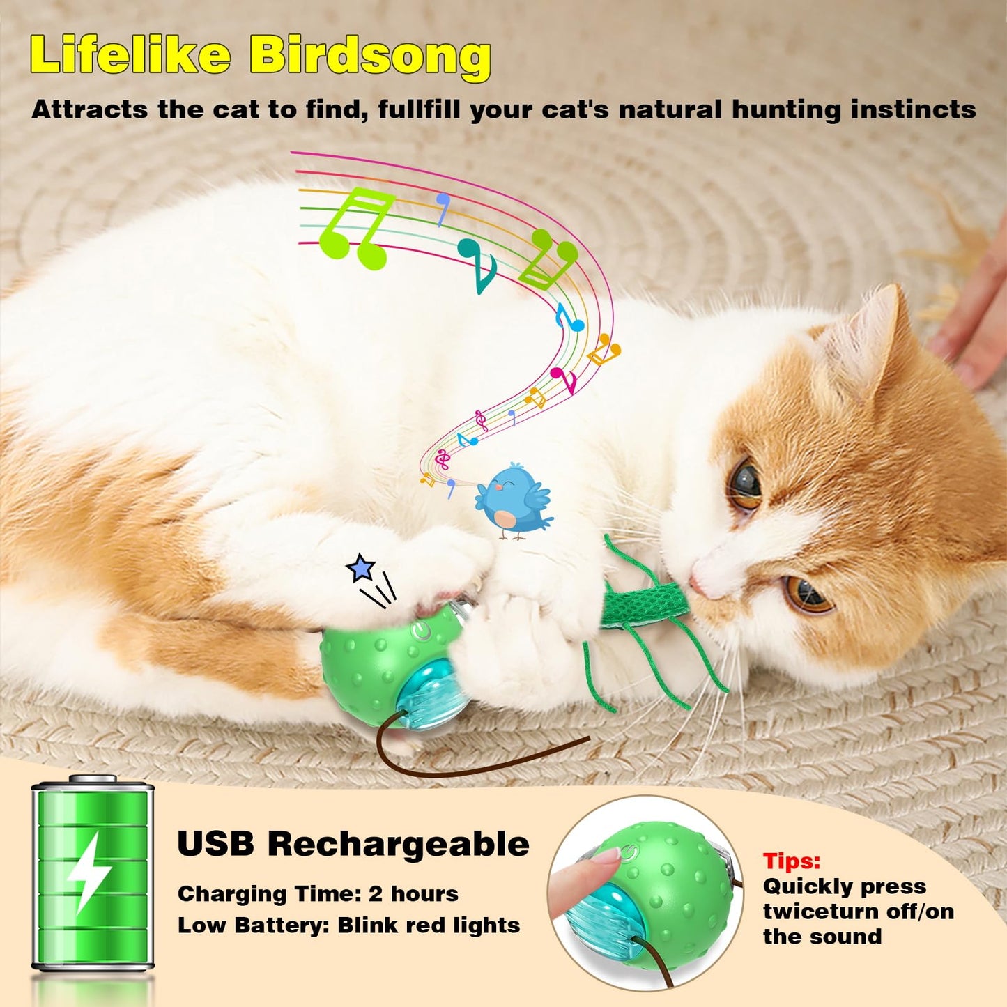 Saolife Interactive Cat Toys for Indoor Cats, Moving Cat Ball