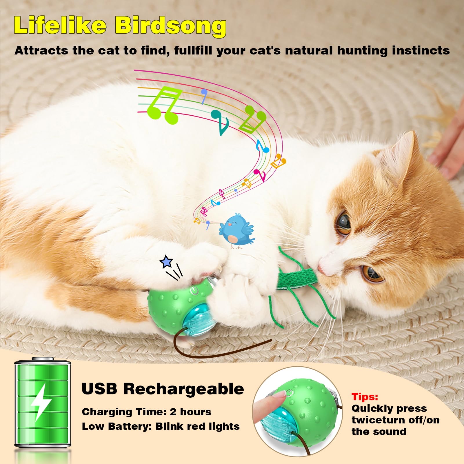 Saolife Interactive Cat Toys for Indoor Cats, Moving Cat Ball