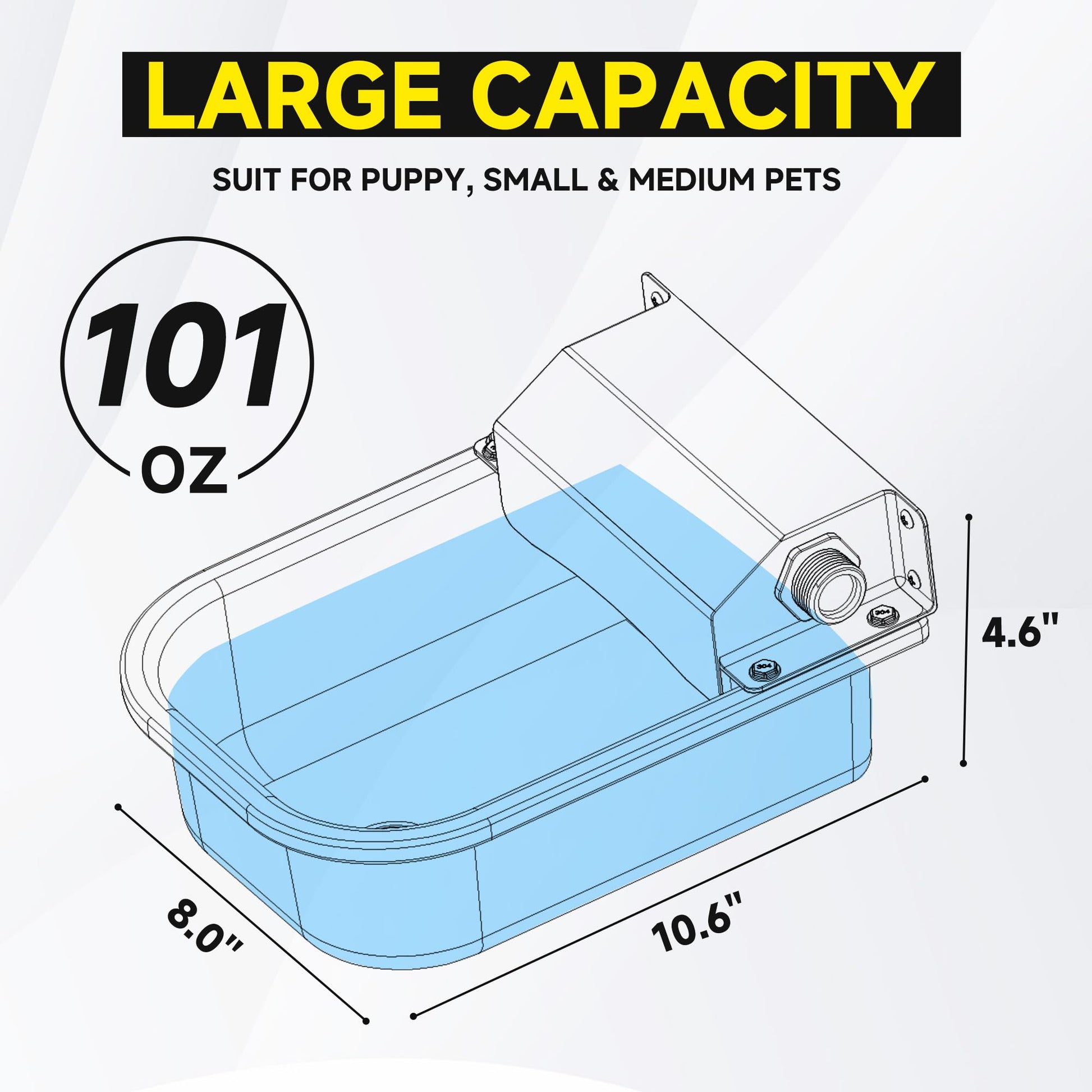 Automatic Water Dispenser for Dogs, 304 Stainless Steel Dog Water Bowl