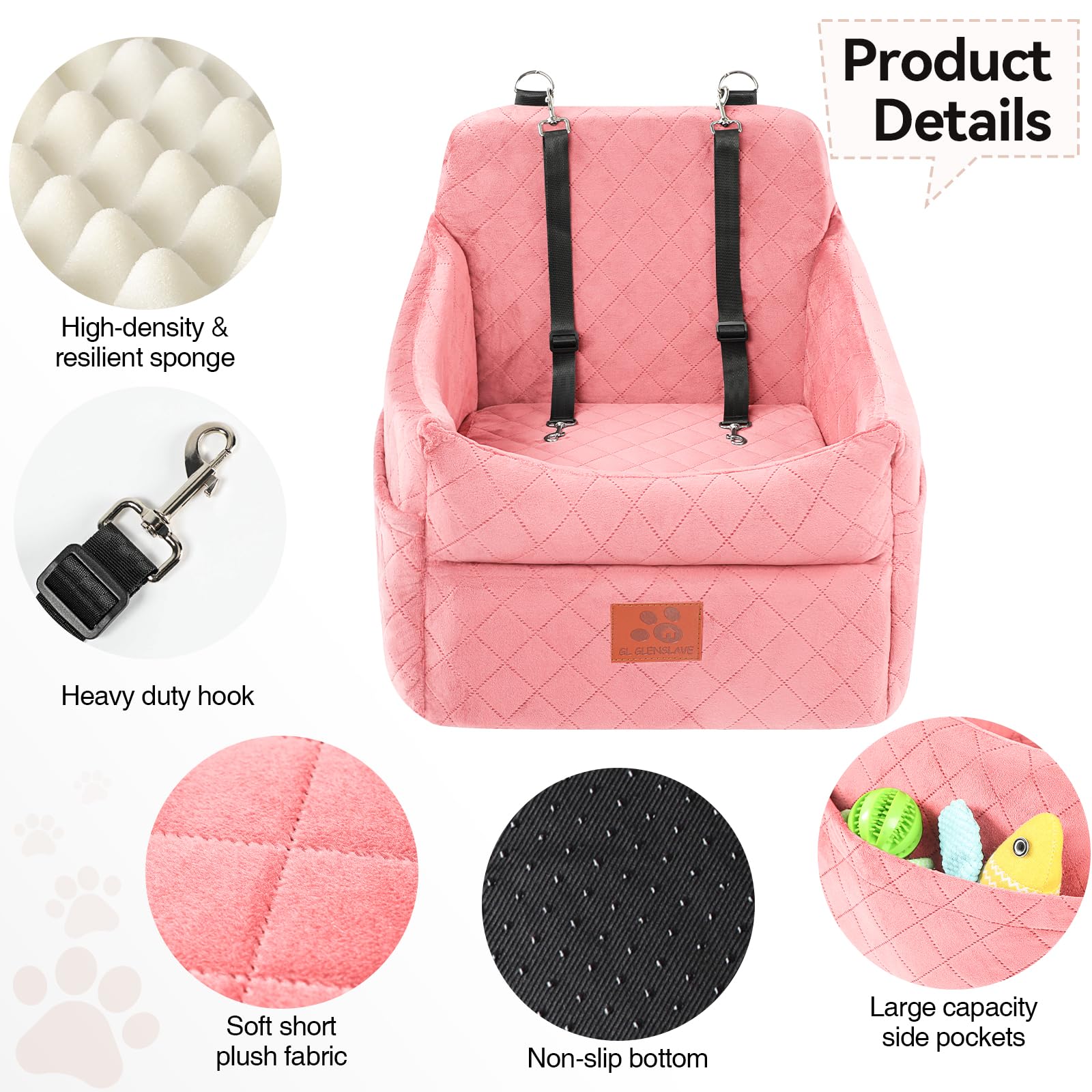 Dog Car Seat for Small/Medium Dogs, Dog Booster Car Seats with Seat